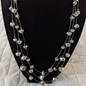 Three Strand Crystal Bead Necklace